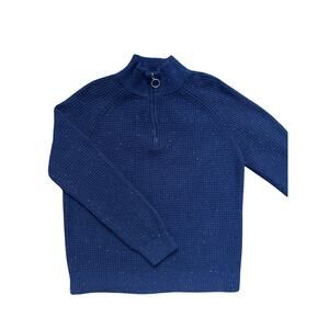 Madison Grey Navy Speckled Quarter Zip Sweater L